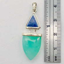 Load image into Gallery viewer, Lapis Lazuli Chrysoprase Sterling Silver Drop Pendant | 1 1/2" Long| Green/Blue|