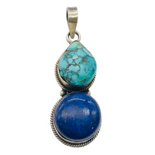Load image into Gallery viewer, 160cts Natural Turquoise & Lapis Solid Sterling Silver Pendant 4175