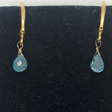 Load image into Gallery viewer, Faceted 6x4mm Blue Zircon 14Kgf Drop Earrings | 1" long | Blue | - PremiumBead Alternate Image 2