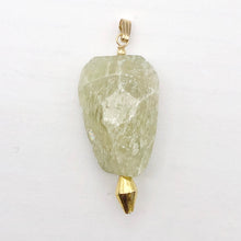 Load image into Gallery viewer, Chatoyant Green Hiddenite Kunzite Crystal 14K Gold Filled Pendant | 1 7/8" |