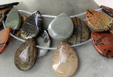 Load image into Gallery viewer, hot-dendritic-jasper-briolette-pendant-bead-strand-33x25x5mm-13-beads Alternate Image 12