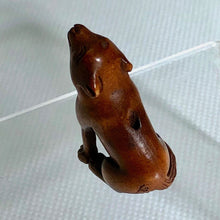 Load image into Gallery viewer, New Moon Carved/Signed Wolf Boxwood Ojime/Netsuke Bead - PremiumBead Alternate Image 4