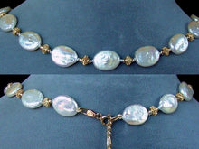Load image into Gallery viewer, Cream Freshwater Pearl Oval Coin and 22K Vermeil 17.5-20.5 inch Necklace 200003 - PremiumBead Primary Image 1