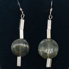 Load image into Gallery viewer, Unique Labradorite Disc and Sterling Silver Earrings 300015