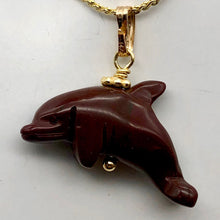 Load image into Gallery viewer, Jasper Dolphin Pendant Necklace | Semi Precious Stone Jewelry | 14k gf Pendant - PremiumBead Alternate Image 6