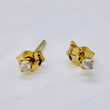 Load image into Gallery viewer, Opal 14K Gold 2mm Round Stud Earrings | 2mm | Blue Orange Fire | 1 Pair |