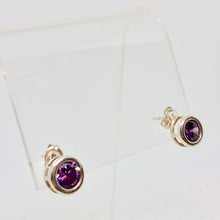 Load image into Gallery viewer, February 7mm Lab Amethyst & Sterling Silver Earrings 9780Bb - PremiumBead Alternate Image 5