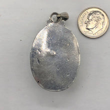 Load image into Gallery viewer, Turquoise Sterling Silver Native Oval Pendant | 2" Long | Blue/Silver |1 Pendant