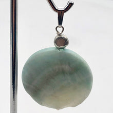 Load image into Gallery viewer, Wavy! One Aqua Green Hemimorphite Disc Sterling Silver Pendant | 1 3/4" long |
