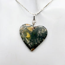 Load image into Gallery viewer, Limbcast Agate Agate Valentine Heart Silver Pendant | 30x28x2mm | Moss Green | - PremiumBead Alternate Image 3
