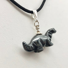 Load image into Gallery viewer, Hematite Diplodocus Dinosaur with Sterling Silver Pendant 509259HMS | 25x11.5x7.5mm (Diplodocus), 5.5mm (Bail Opening), 7/8" (Long) | Grey - PremiumBead Alternate Image 2