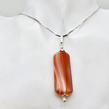 Load image into Gallery viewer, Red Orange Sardonyx Pendant with Sterling Silver Accent Bead | 2 1/4" Long |