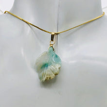 Load image into Gallery viewer, Ocean Jasper 14K Gold Filled Leaf Pendant| 1 1/2" Long| Seafoam Green| 1 Pendant