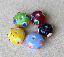 Load image into Gallery viewer, 5 Hand Made Glass Lampwork Pokey Roundel Beads 7591 - PremiumBead Primary Image 1