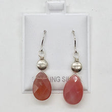 Load image into Gallery viewer, Botswana Sterling Silver Faceted Briolette Earrings | 1 1/2" Long | Peach |