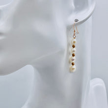 Load image into Gallery viewer, Faceted Pearl 14K Rose Gold Filled Dangle Earrings | 2" Long | White | 1 Pair |