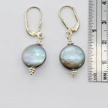 Load image into Gallery viewer, Platinum Freshwater Coin Pearl and Sterling Earrings 309447A
