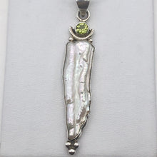 Load image into Gallery viewer, Exotic! Biwa Pearl Pendant Necklace with Peridot in Sterling Silver Setting - PremiumBead Alternate Image 7