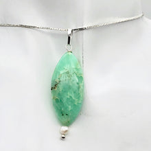 Load image into Gallery viewer, Glowing Green Marquis Chrysoprase Pearl Sterling Silver Pendant | 2 1/8" Long|