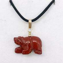 Load image into Gallery viewer, Jasper Bear Pendant Necklace | Semi Precious Stone Jewelry | 14k Pendant