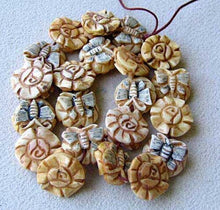 Load image into Gallery viewer, 2 Carved Butterfly/Rose Waterbuffalo Bone Beads 7553 - PremiumBead Alternate Image 3