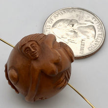 Load image into Gallery viewer, Hand Carved Boxwood Mermaid 20mm Round Ojime/Netsuke Bead - PremiumBead Alternate Image 2