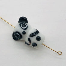 Load image into Gallery viewer, Lampwork Panda Parcel Panda Bears | 20x10x10 mm | White/Black | 6 Beads |