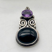 Load image into Gallery viewer, Stunning! ~Onyx & Amethyst Sterling Silver Pendant! - PremiumBead Primary Image 1