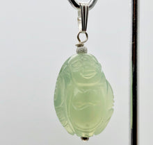 Load image into Gallery viewer, Hand Carved Green Jade Buddha Sterling Silver Pendant| 1 5/8" Long |