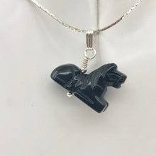 Load image into Gallery viewer, Black Stallion Obsidian Horse Pony Pendant with Silver Findings | 1" Long - PremiumBead Alternate Image 3