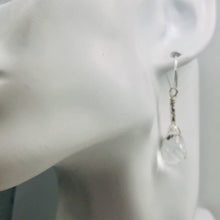 Load image into Gallery viewer, Facetted Quartz Briolette Sterling Silver Earrings | 1 1/2" Long |Clear| 1 Pair|
