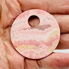 Load image into Gallery viewer, 1 Natural Lacy Pink Rhodochrosite 50mm Pi Circle Pendant