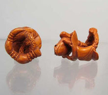 Load image into Gallery viewer, Carved & Signed Frog On Lotus Boxwood Ojime/Netsuke Bead - PremiumBead Alternate Image 2