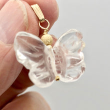 Load image into Gallery viewer, Flutter Carved Quartz Butterfly 14Kgf Pendant | 1 1/4" Long| Clear | 1 Pendant | - PremiumBead Alternate Image 3