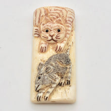 Load image into Gallery viewer, Play Carved Bone Tile Cat Kitty with Mouse Bead 10757 - PremiumBead Primary Image 1