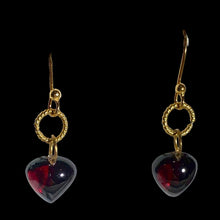 Load image into Gallery viewer, Heart-Shaped Garnet in Simple Elegant 22K Vermeil Earrings 310654