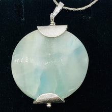 Load image into Gallery viewer, Wavy Hemimorphite Sterling Silver Disc Dangle Pendant 1 3/4" Long | Aqua/Green |