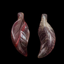 Load image into Gallery viewer, 2 Red Brecciated Jasper Carved Leaf Beads 8944