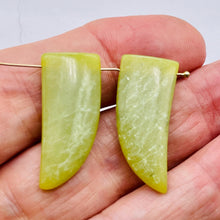 Load image into Gallery viewer, 2 Serpentine Jade 28x13x4.5mm Claw Beads 8948A