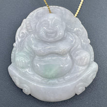 Load image into Gallery viewer, 160cts Hand Carved Buddha Gorgeous Lavendar Jade Pendant Bead | 50x47x8mm | Green