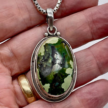 Load image into Gallery viewer, Green Turquoise Sterling Silver Native Oval Pendant | 2 1/4" Long | Green | 1 |