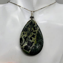 Load image into Gallery viewer, Tsunami Stone Briolette Sterling Silver Pendant | 2 3/4" Long | Green, White | 1