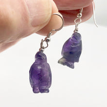 Load image into Gallery viewer, Amethyst Sterling Silver Dangle Penguin Earrings | 1 1/2" Long| Purple | 1 Pair|