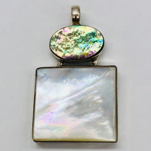 Load image into Gallery viewer, Abalone/Mother of Pearl Sterling Silver Drop Pendant | 2 1/4" Long | Blue/White|