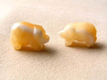 Load image into Gallery viewer, Unique Carved Yellow Calcite Piggies | 22x15x10mm | Yellow - PremiumBead Primary Image 1