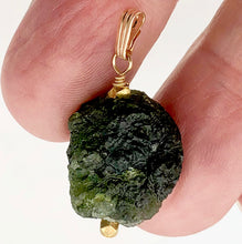 Load image into Gallery viewer, Other Worldly Green Moldavite Meteor 14KGF Pendant | 1 1/4" Long | 19x17x15mm |