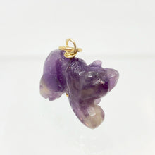 Load image into Gallery viewer, Carved Natural Amethyst Bear 14Kgf Pendant! Roar!! | 13x18x9mm (Bear), 4mm (Bail Opening), 1" (Long) | Purple/Gold - PremiumBead Alternate Image 4