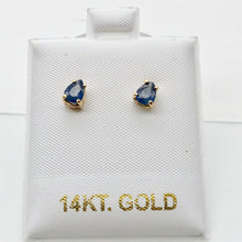 Load image into Gallery viewer, Blue Sapphire 14K Gold Pear shape Earrings | 5x4mm | Blue | Stud | - PremiumBead Alternate Image 5
