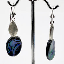 Load image into Gallery viewer, Abalone Sterling Silver Drop Earrings | 2 1/4" Long | Blue | 1 Pair Earrings |
