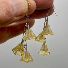 Load image into Gallery viewer, Hand Carved Citrine Bell Flower Sterling Silver Earrings 309242CTS